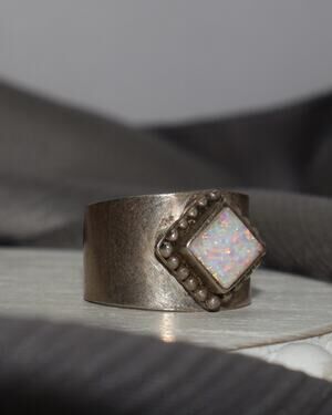 Vintage Sterling Silver Carol Felley Opal Ring 8.5G / Sz 6